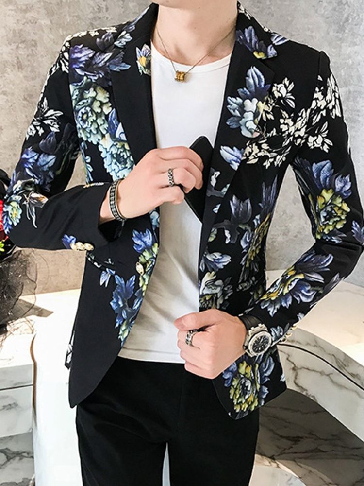 Print Casual Slim Men's Blazers