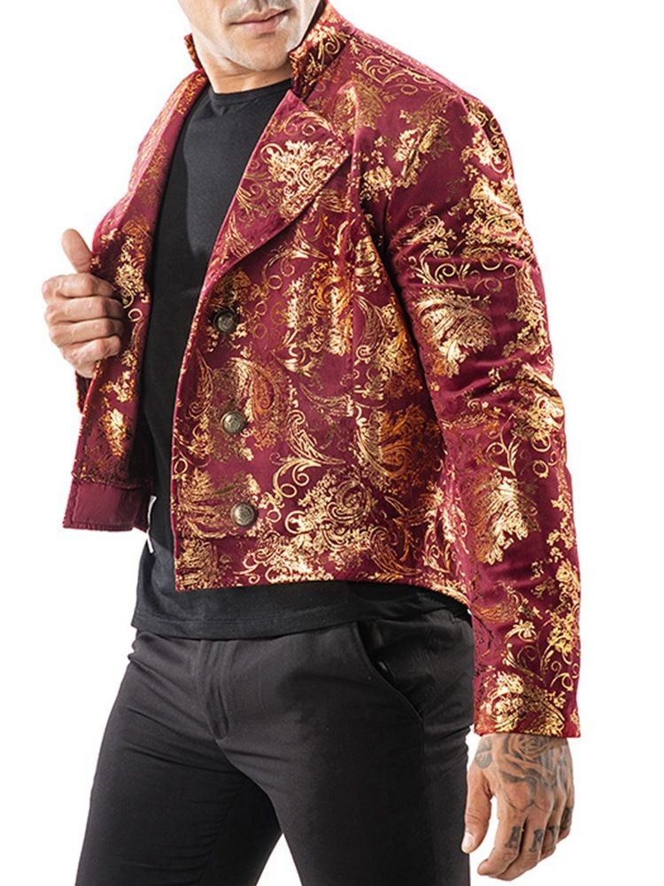 Printed Double Breasted Swallowtail Mens Blazer Costume