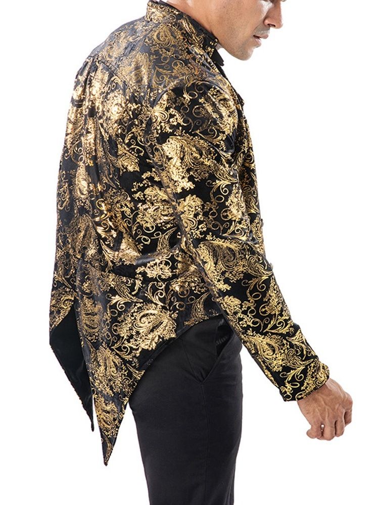 Printed Double Breasted Swallowtail Mens Blazer Costume