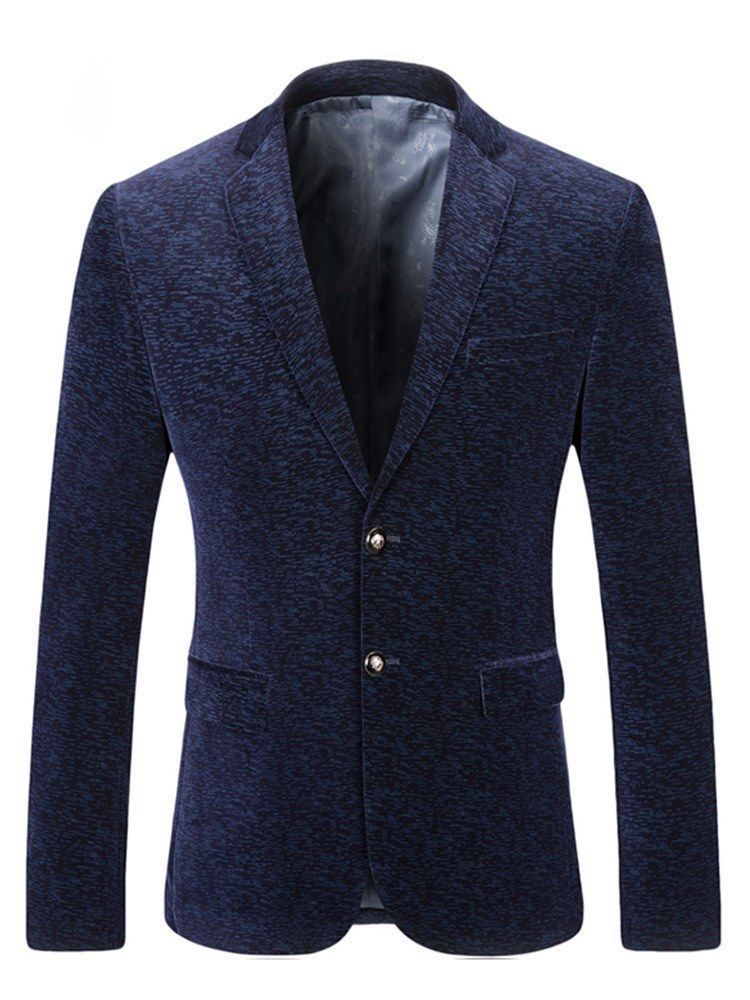 Printed Notched Lapel Slim Mens Casual Smoking Blazer