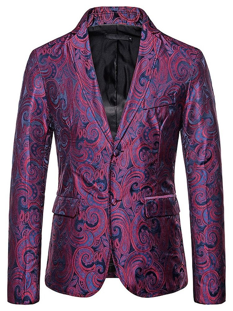 Slim Notched Lapel Patchwork Men's Blazer För Fritid