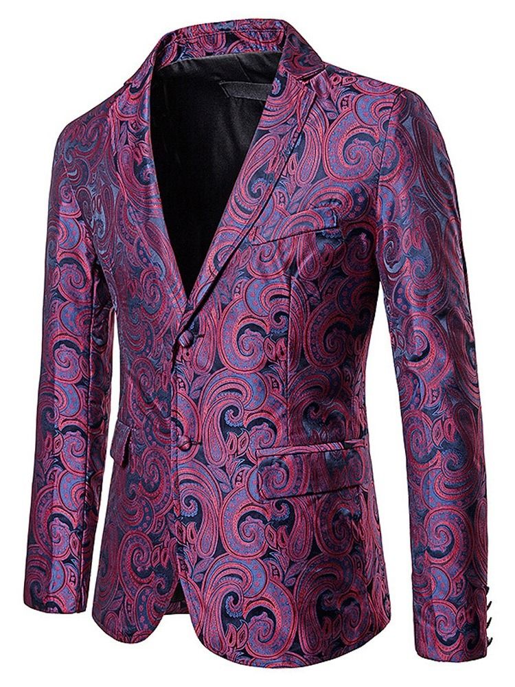 Slim Notched Lapel Patchwork Men's Blazer För Fritid