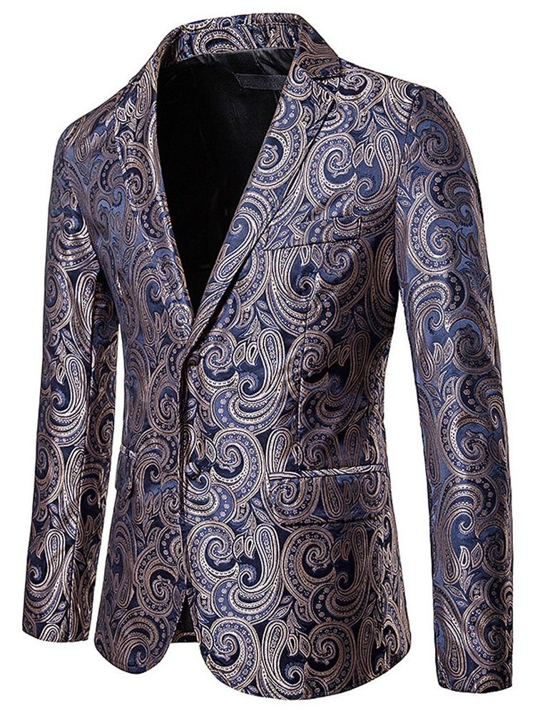 Slim Notched Lapel Patchwork Men's Blazer För Fritid