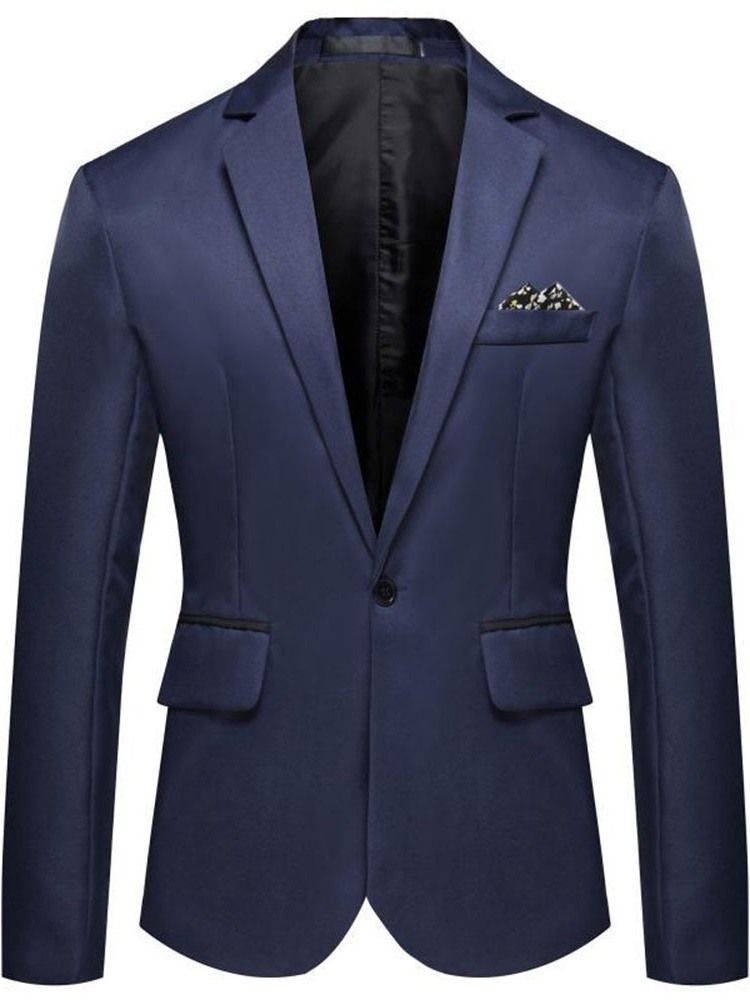 Slim Plain Notched Lapel Blazer För Män