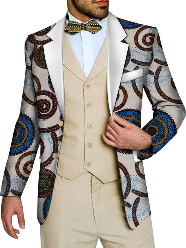 Slim Print Casual Herr Fritids Blazer