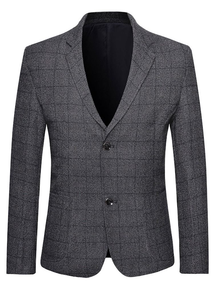 Slim Single-breasted Notched Lapel Blazer För Män