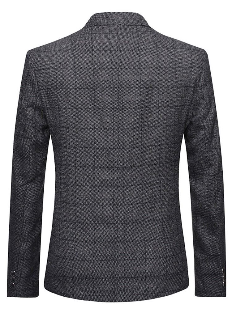 Slim Single-breasted Notched Lapel Blazer För Män