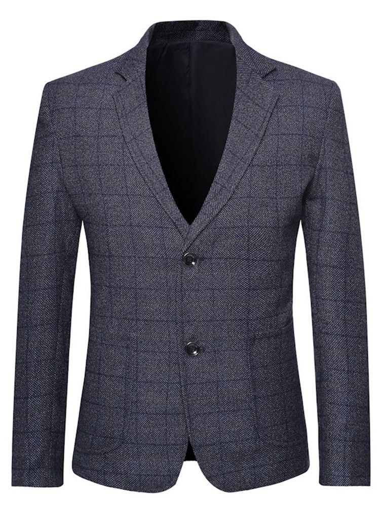 Slim Single-breasted Notched Lapel Blazer För Män