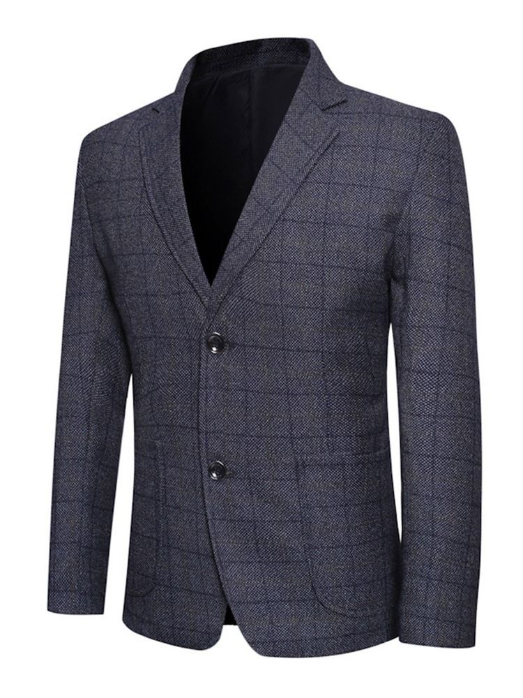 Slim Single-breasted Notched Lapel Blazer För Män