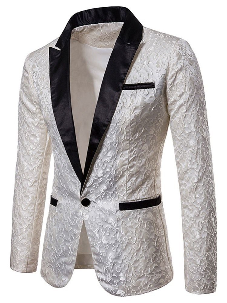 Tryckt One Button Notched Lapel Mens Smoking Blazer Costume