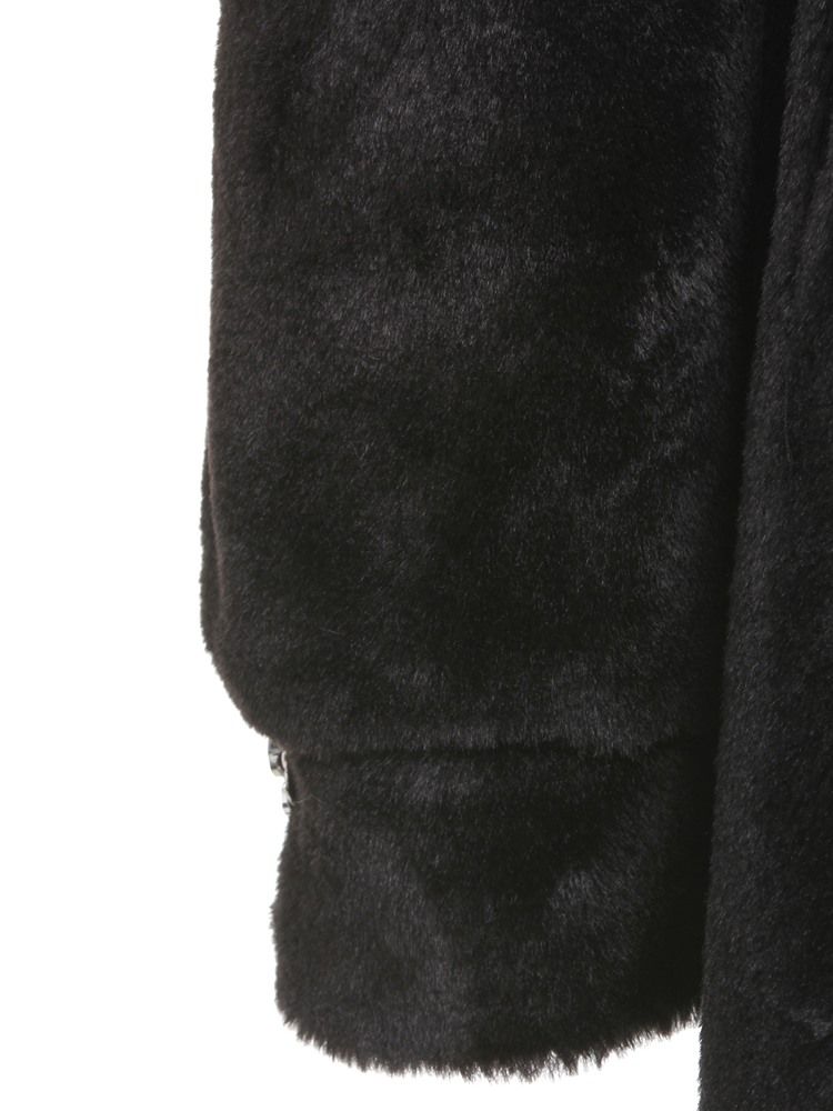 Kvinnor A Line Hooded Plain Winter Faux Fur Overcoat