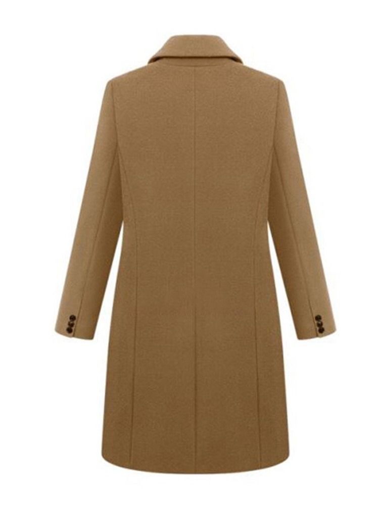 Kvinnors Casual Plain Notched Lapel Long Sleeves Coat