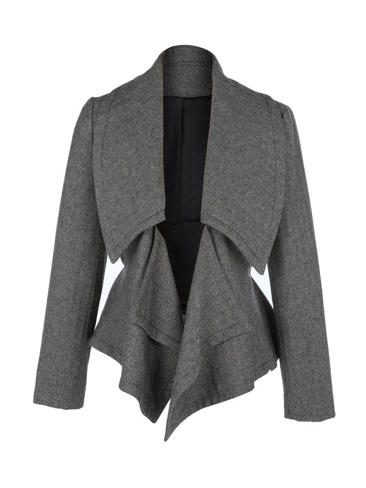 Loose Lapel Plain Lace-up Jacket För Kvinnor