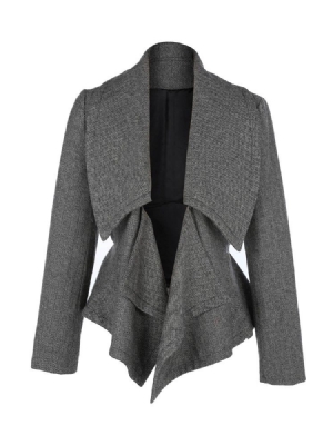 Loose Lapel Plain Lace-up Jacket För Kvinnor