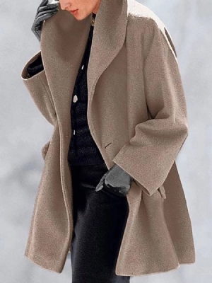 Loose One Button Lapel Women's Overcoat