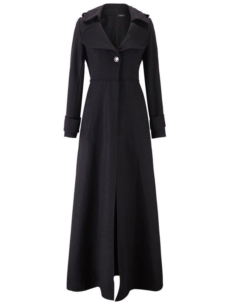 Slim Slim Lapel Long Coat För Kvinnor