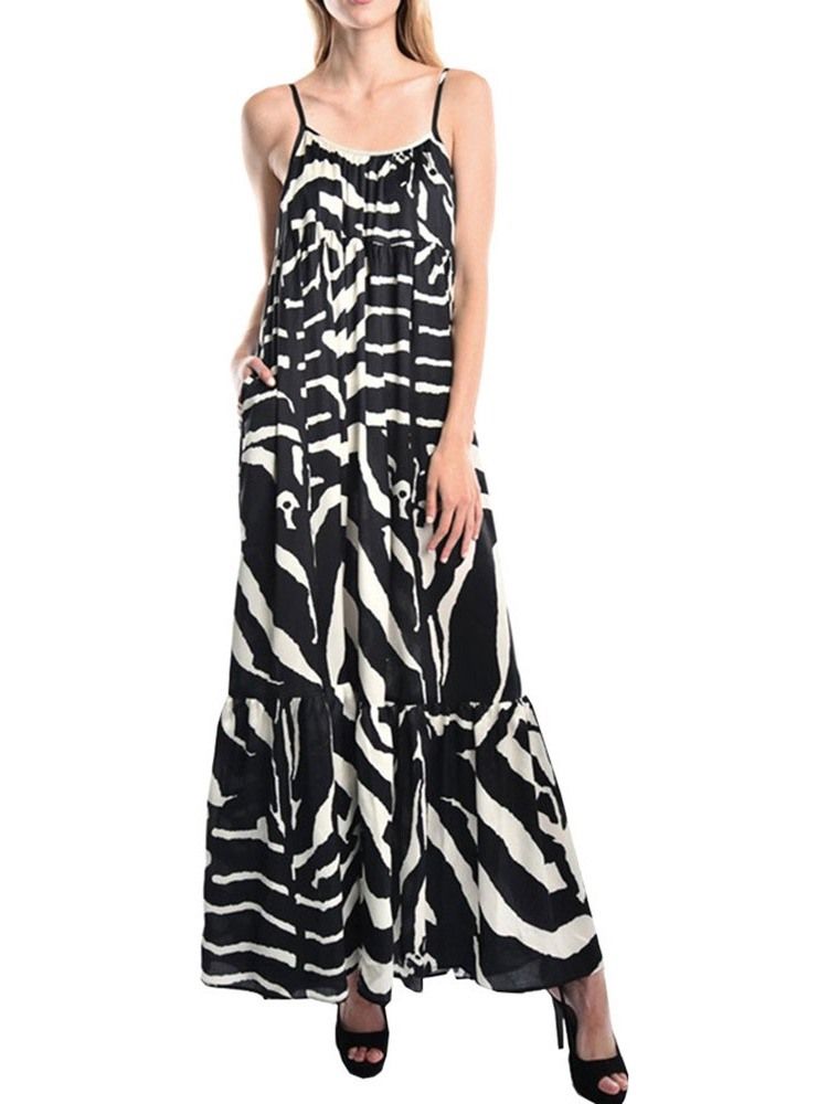 Ärmlös Golvlång Lapptäcke För Kvinnor Western Expansion Maxi Dress