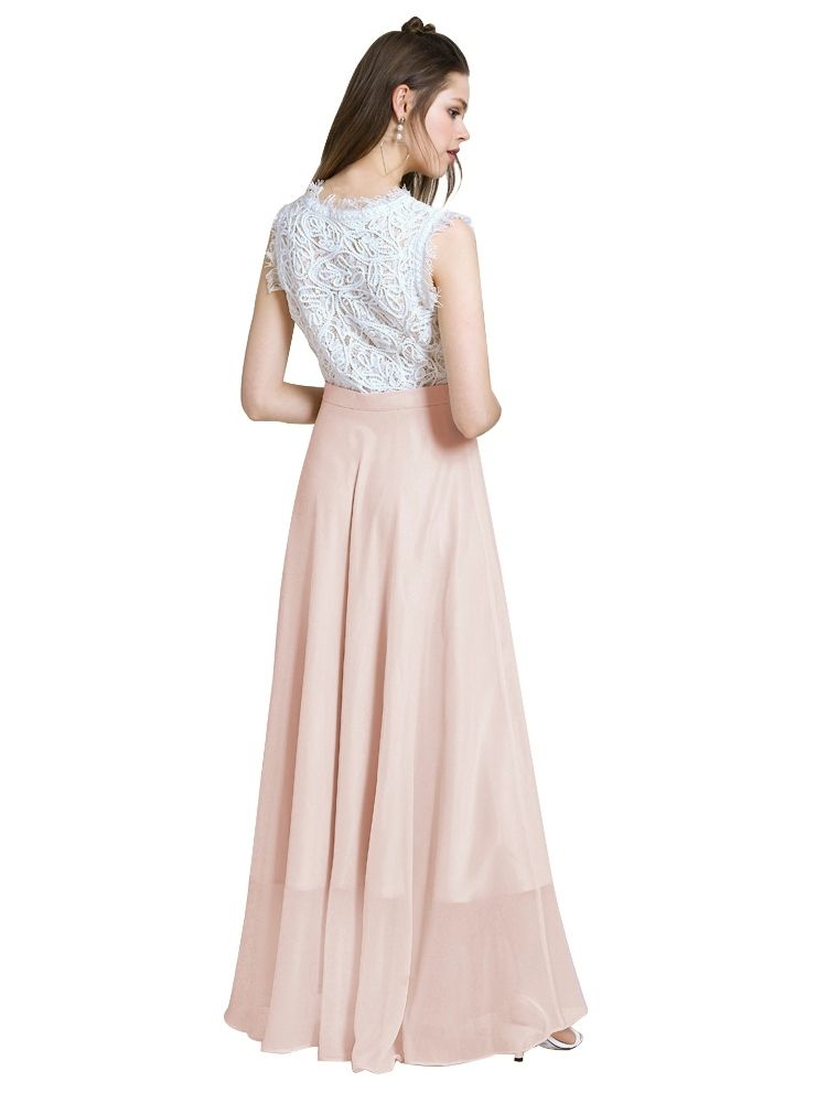 Dam Lace Mesh Patchwork Expansion Maxi Dress Wedding Guest Dress