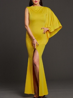 One-shoulder Asymmetric Side Slit Maxiklänning För Kvinnor