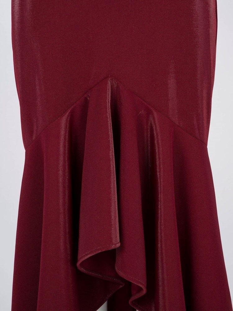 Velvet Slash Neck Ruffles Asymmetrisk Maxiklänning För Kvinnor