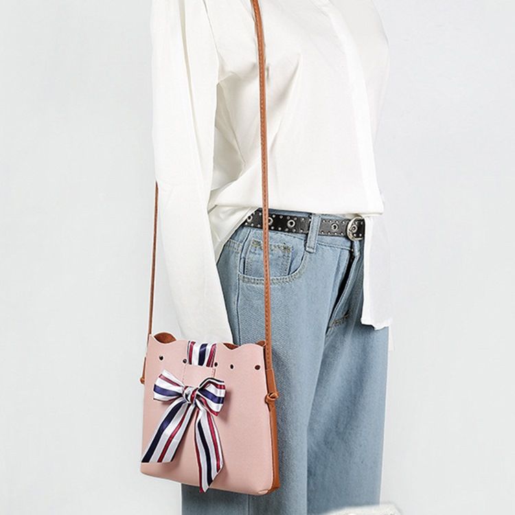 Bucket Shape Bowknot Handbag Scarf