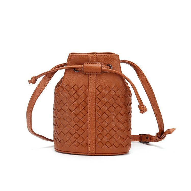 Bucket Shape Stickad Mini Crossbody Bag