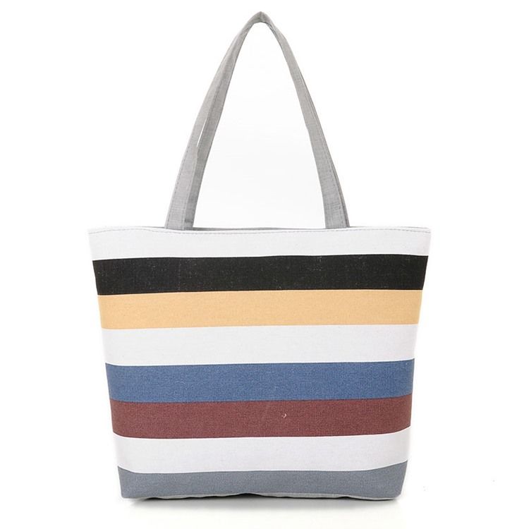 Casual Stripe Canvas Handväska