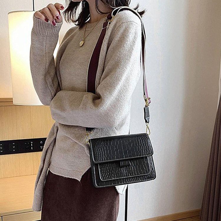 Embossing Alligator Pu Rectangle Casual Crossbody Bags