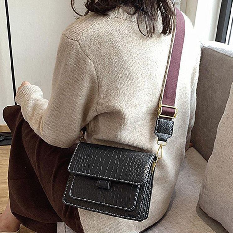 Embossing Alligator Pu Rectangle Casual Crossbody Bags