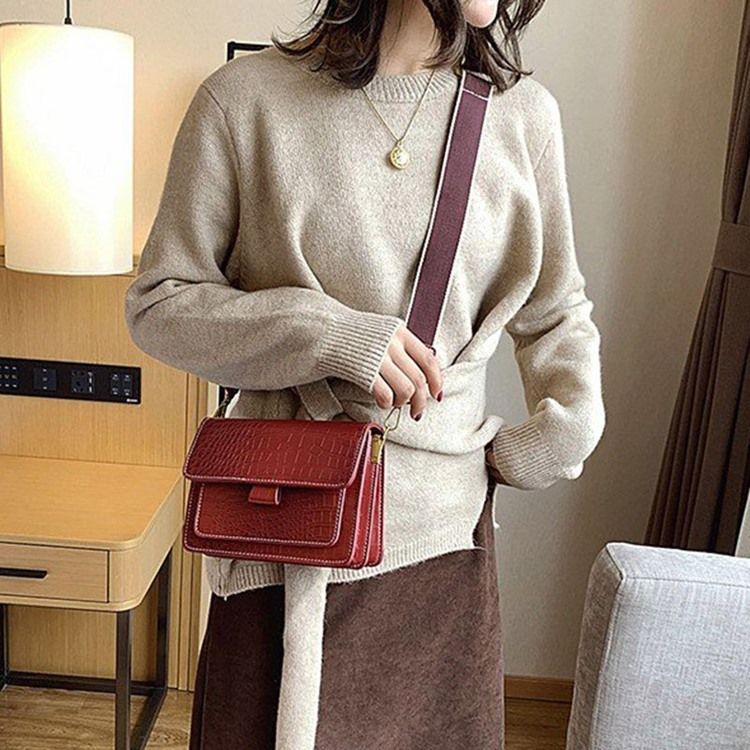 Embossing Alligator Pu Rectangle Casual Crossbody Bags