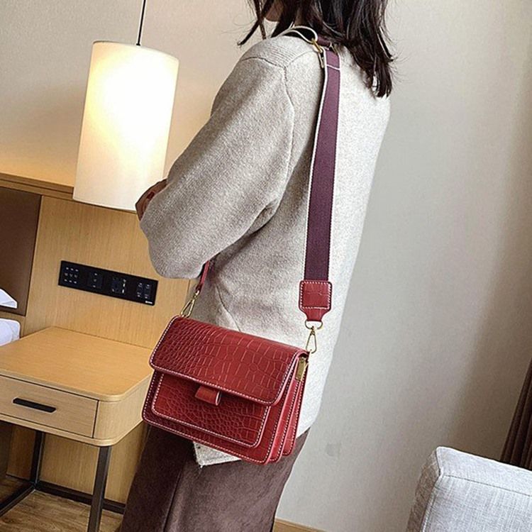 Embossing Alligator Pu Rectangle Casual Crossbody Bags