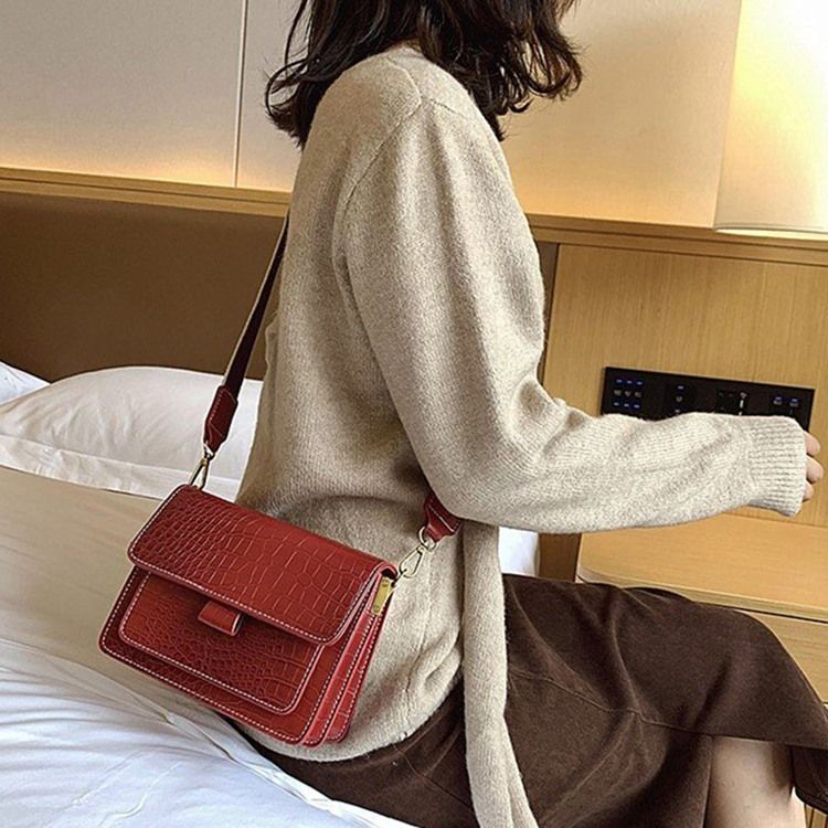 Embossing Alligator Pu Rectangle Casual Crossbody Bags