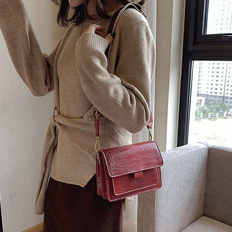 Embossing Alligator Pu Rectangle Casual Crossbody Bags