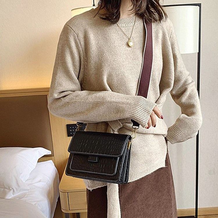 Embossing Alligator Pu Rectangle Casual Crossbody Bags