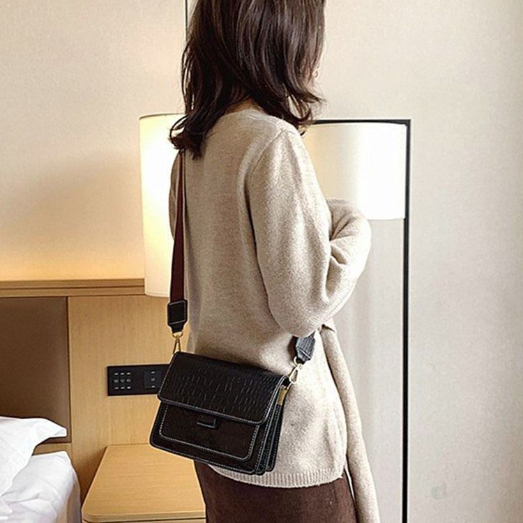 Embossing Alligator Pu Rectangle Casual Crossbody Bags