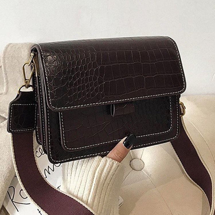 Embossing Alligator Pu Rectangle Casual Crossbody Bags