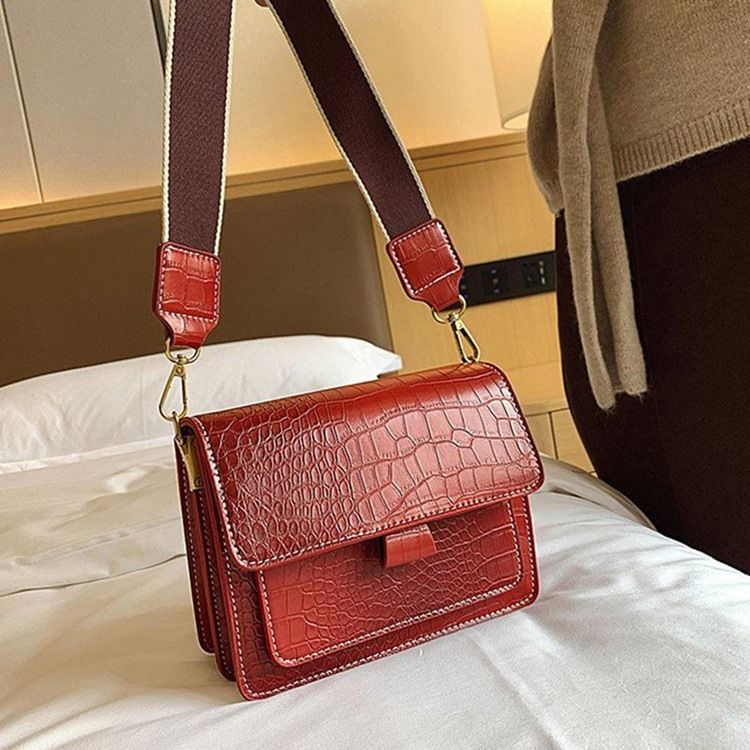 Embossing Alligator Pu Rectangle Casual Crossbody Bags