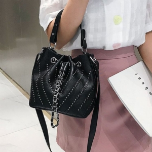 Fashion Plain Rivet Crossbody Bag