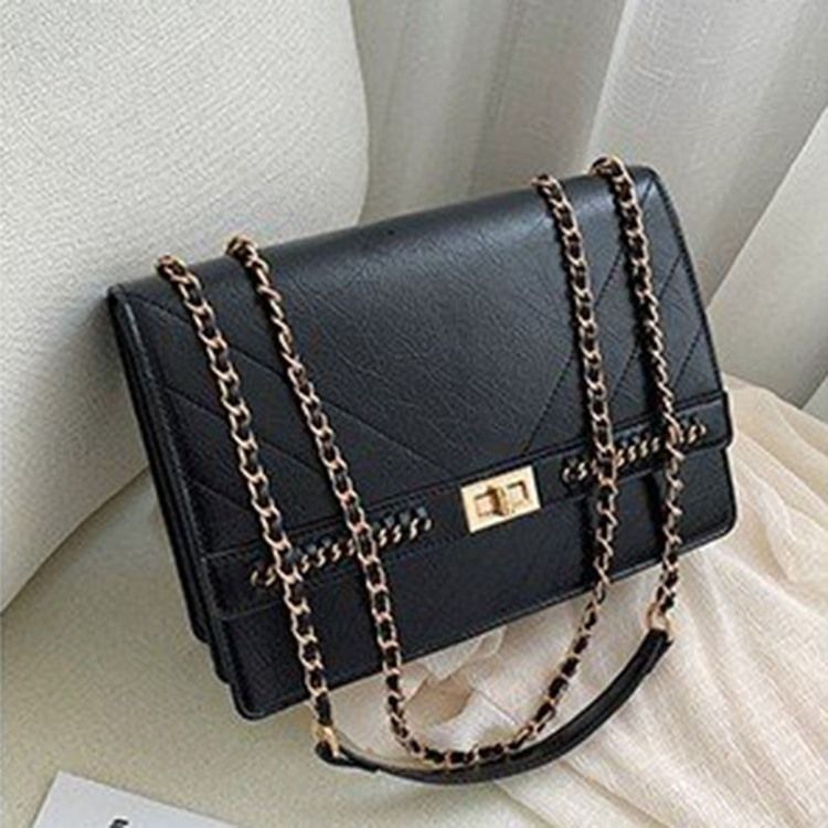 Plain Lock Rectangle Shoulder Bags