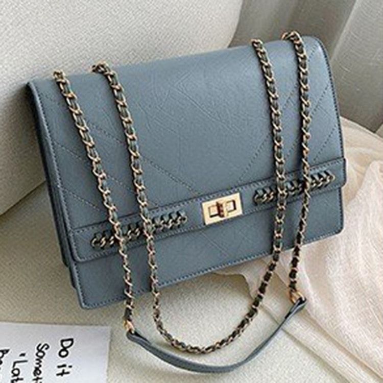 Plain Lock Rectangle Shoulder Bags