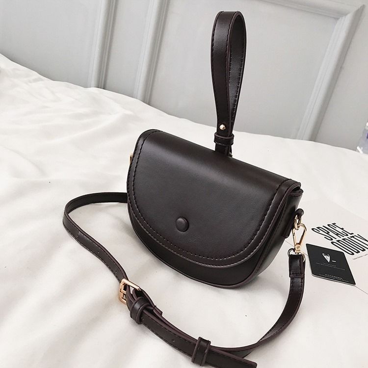 Plain Pu Saddle Soft Crossbody Väskor