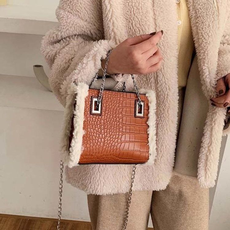 Pu Chain Alligator Rectangle Crossbody-väskor För Kvinnor