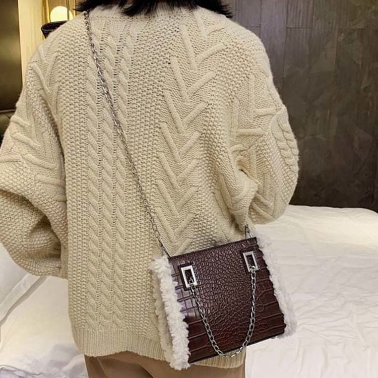 Pu Chain Alligator Rectangle Crossbody-väskor För Kvinnor