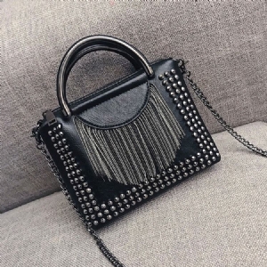 Rivet Pu Plain Rectangle Crossbody Bags