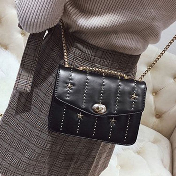 Rivet Pu Rectangle Crossbody Bags