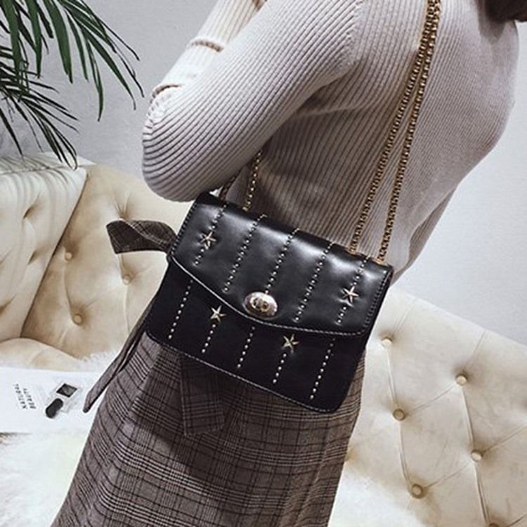 Rivet Pu Rectangle Crossbody Bags