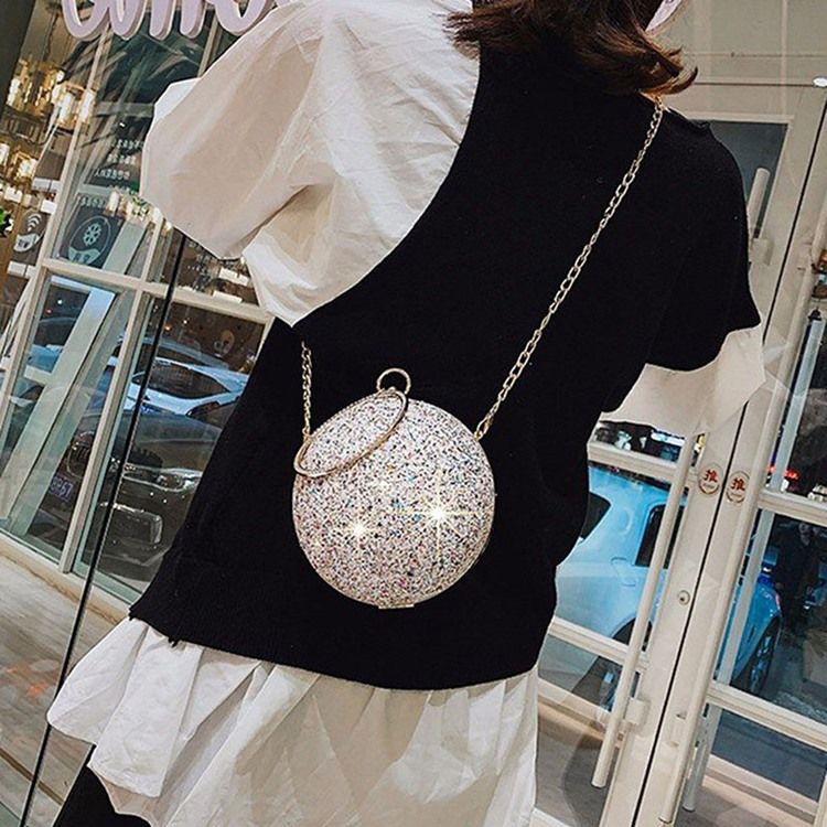 Sequin Rhinestone Circular Tote Bags