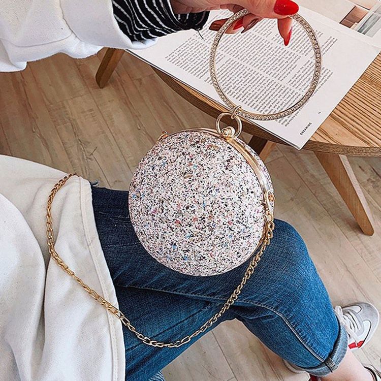 Sequin Rhinestone Circular Tote Bags