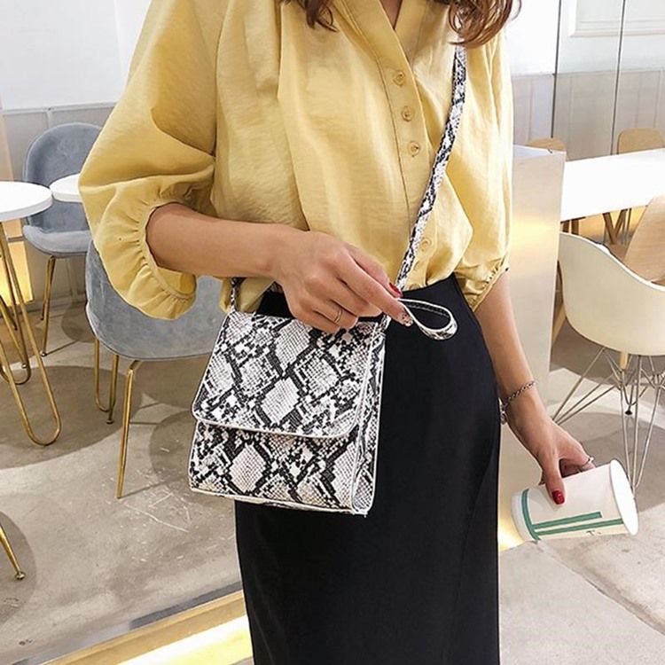 Serpentine Embossing Rectangle Crossbody Bags