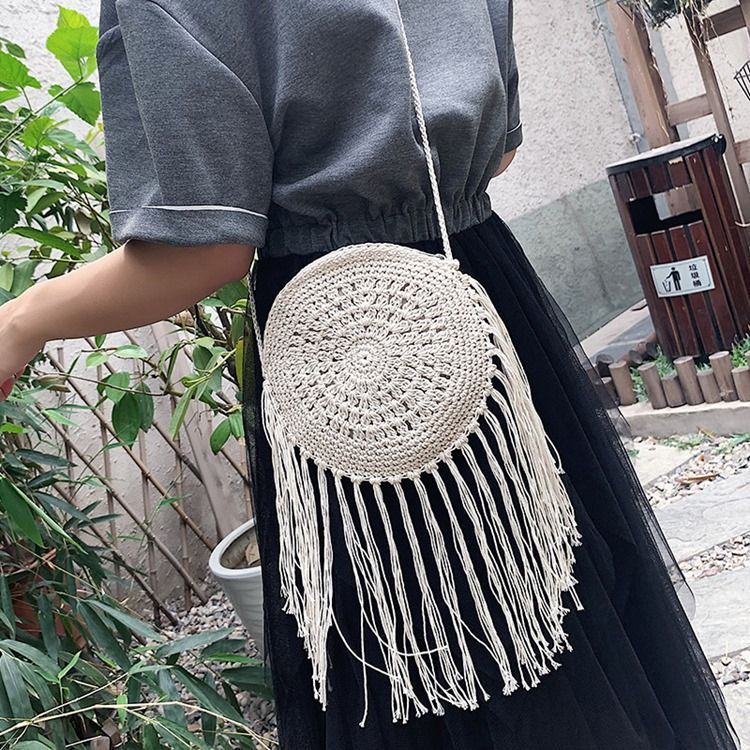 Stickad Grass Plain Circular Crossbody Bag